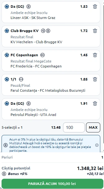Biletul Zilei din fotbal 01.08.2025