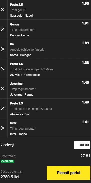 Biletul primei etape de Serie A