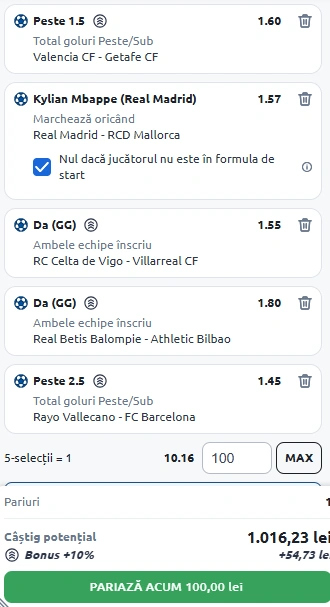 Biletul rundei a treia de La Liga 29.08.2025
