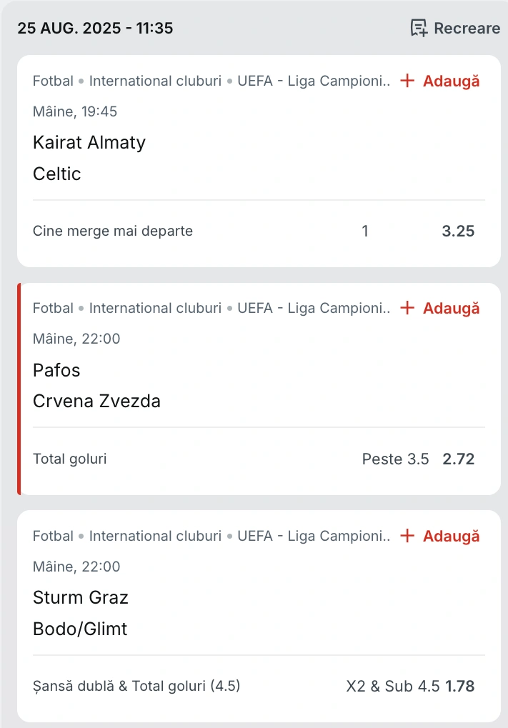Biletul zilei din fotbal în cotă 15.73 la Superbet, 26.08.2025