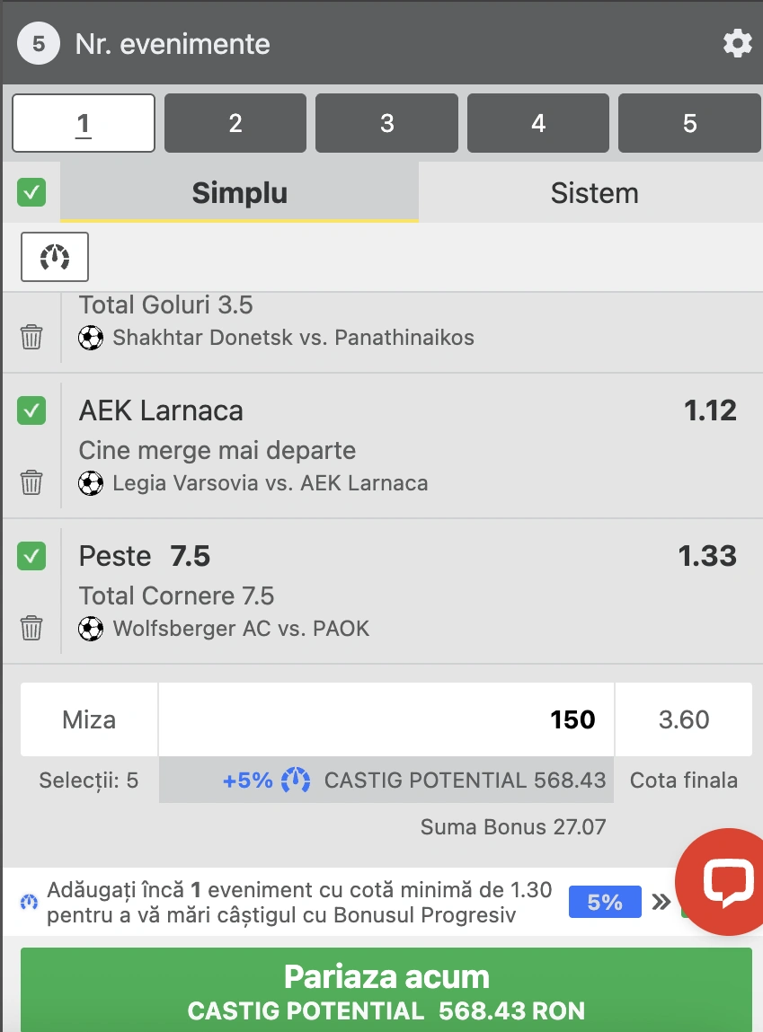 Biletul zilei din fotbal la Winbet pe preliminariile Europa League, 14 august 2025