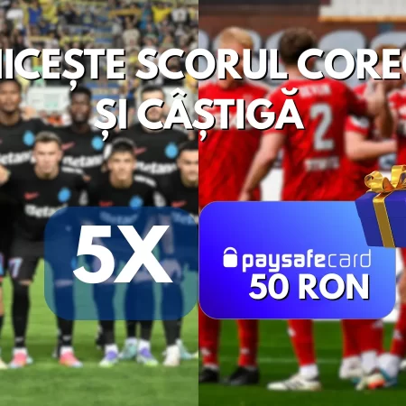 🎁CONCURS: Ghicește scorul corect la FCSB vs Aberdeen și câștigă 50 RON PaysafeCard
