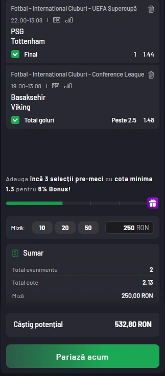Cota 2 din fotbal 13 august 2025