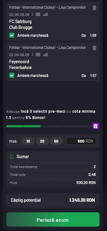 Cota 2 din fotbal 6 august 2025