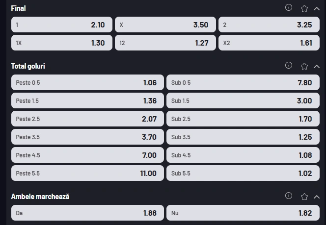 Cote pariuri FC Voluntari vs CSM Slatina la MaxBet