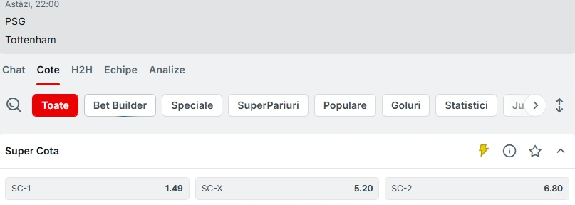 Cote pariuri PSG - Tottenham