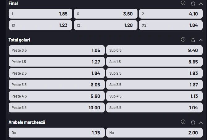 Cote pariuri RFS vs KuPS la MaxBet
