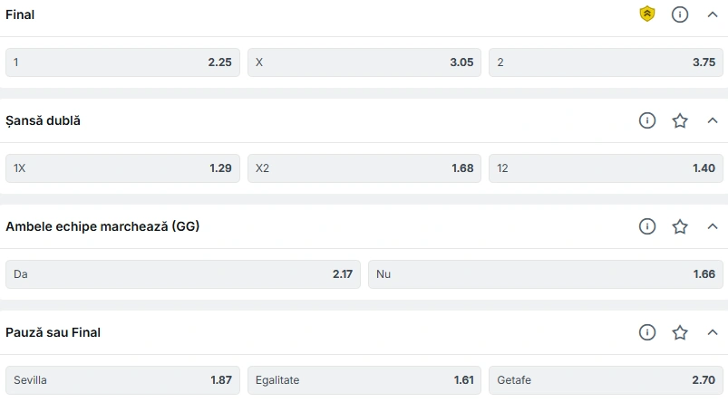 Cote pariuri Sevilla vs Getafe la Superbet