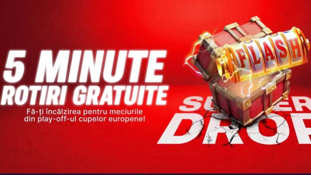 Doar astăzi ai parte de 5 minute de rotiri gratuite nelimitate pe Superbet, fără rulaj