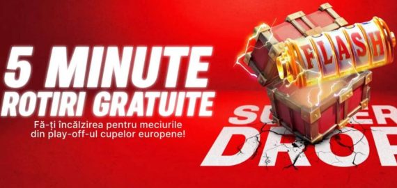 Doar astăzi ai parte de 5 minute de rotiri gratuite nelimitate pe Superbet, fără rulaj