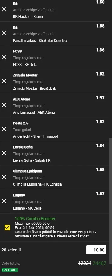 bilet bonus dublu unibet