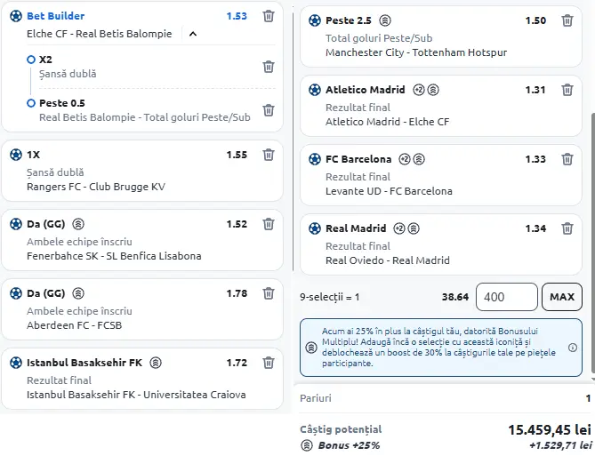 Biletul bombă al săptămânii la Betano
