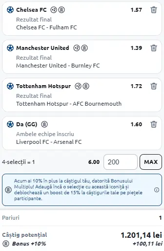 Biletul Etapei a 3-a Premier League