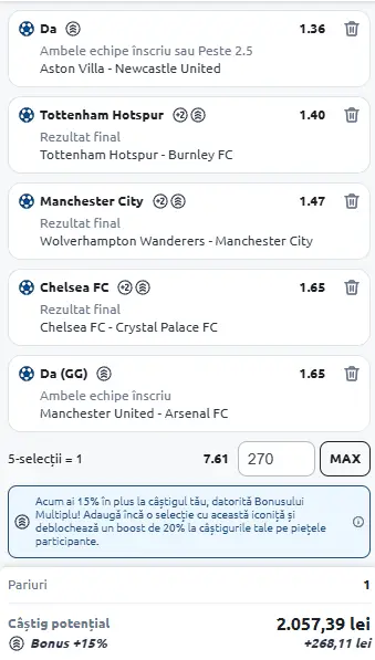 Biletul primei etape din Premier League