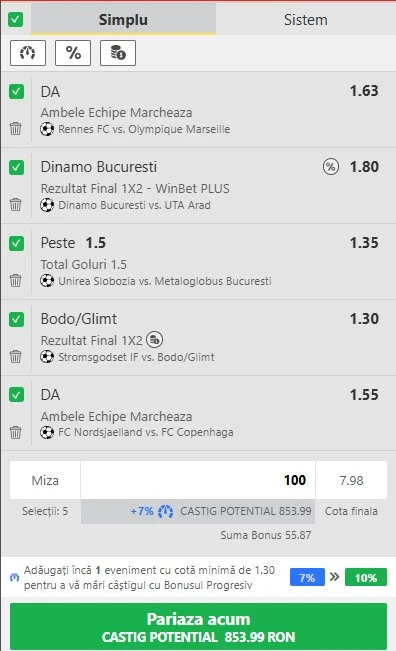 Biletul zilei azi din fotbal la Winbet 15 august 2025