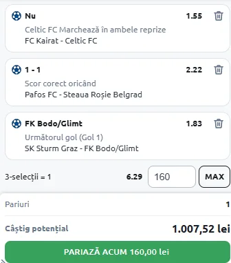 Biletul Zilei UCL 26 august