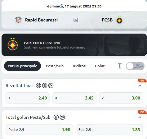 Cote Pariuri Rapid - FCSB la Betano