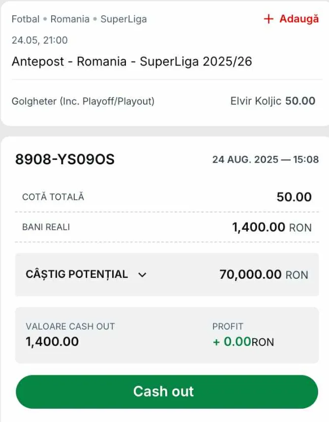 Pariu nebun pe cotă 50 