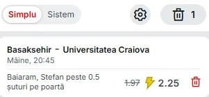 Pariuri speciale Basaksehir vs Universitatea Craiova