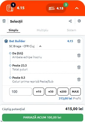 Pariuri speciale Braga vs CFR Cluj