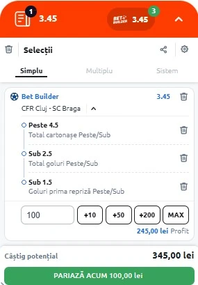 Pariuri speciale CFR Cluj vs Braga