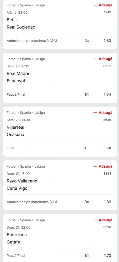 Biletul Etapei a cincea din La Liga 19.09.2025