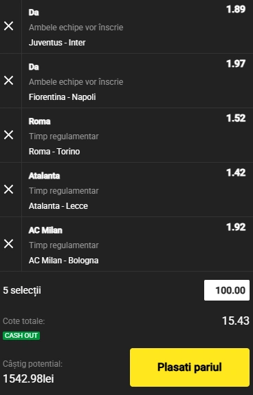 Biletul Etapei a treia din Serie A 13.09.2025