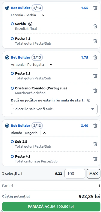 Biletul Zilei Bet Builder 06.09.2025