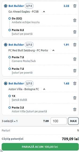 Biletul Zilei Bet Builder din 25 septembrie 2025