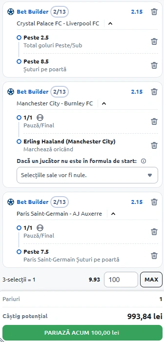 Biletul Zilei Bet Builder din 27 septembrie 2025