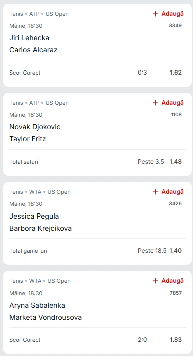 Biletul Zilei US Open din 2 septembrie 2025