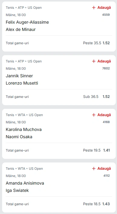 Biletul Zilei US Open din 3 septembrie 2025