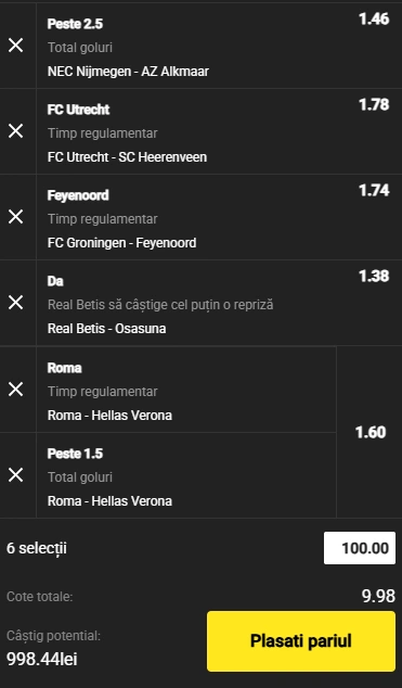 Biletul Zilei Unibet din 28 septembrie 2025