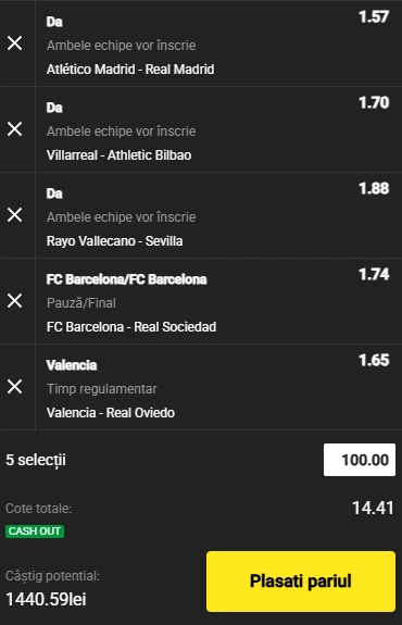 Biletul etapei a saptea din La Liga 27-29 septembrie 2025
