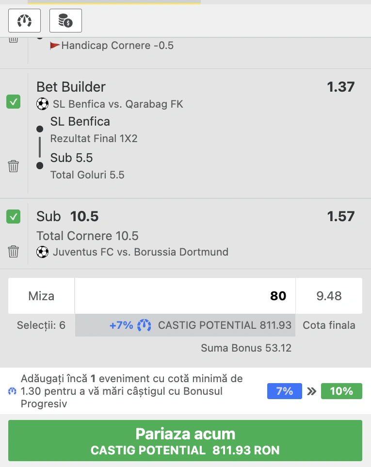 Biletul zilei din fotbal la Winbet din 16.09.2025. Avem un câștig de 811 lei