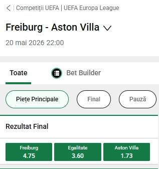 Cote câștigătoare Europa League 20252026 la Unibet