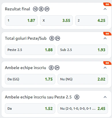 Cote pariuri Borussia Dortmund vs Athletic Bilbao la Betano
