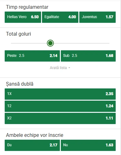 Cote pariuri Hellas Verona vs Juventus la Unibet