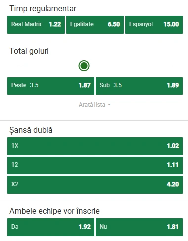 Cote pariuri Real Madrid vs Espanyol la Unibet