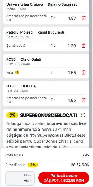 Biletul Etapei a 11-a Superliga 