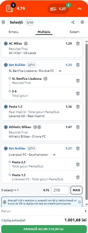 Biletul zilei din fotbal 23 septembrie 2025