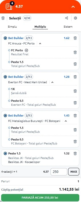 Biletul zilei azi din fotbal 29 septembrie 2025