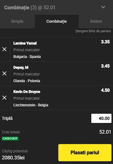 Biletul zilei azi din fotbal 04.09.2025