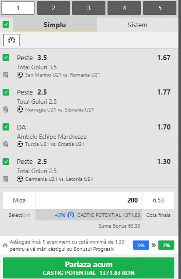 Biletul zilei din Preliminariile EURO U21 - 9 septembrie 2025