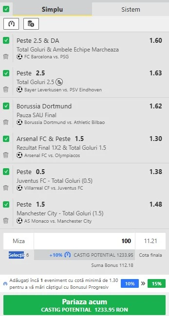 Biletul zilei din Champions League 01.10.2025