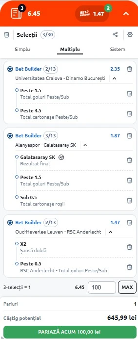 Biletul zilei din fotbal 26 septembrie 2025