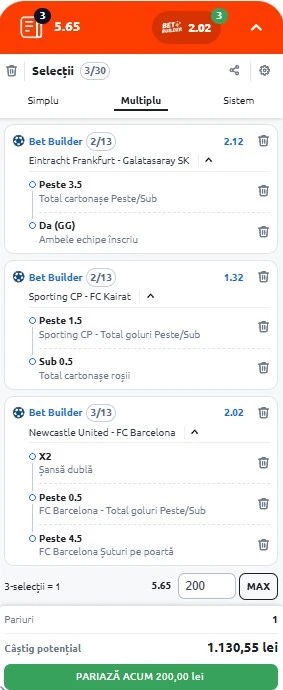 Biletul zilei din fotbal la Betano 18 septembrie 2025