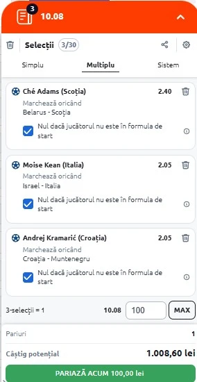 Biletul zilei din fotbal la Betano 08.09.2025