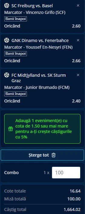 Biletul zilei din fotbal 24.09.2025