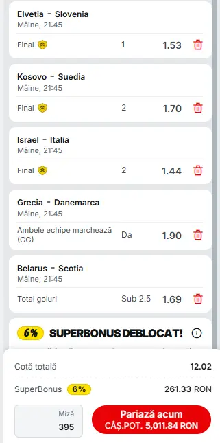 Biletul Zilei Superbet cu 5.000 lei câștig